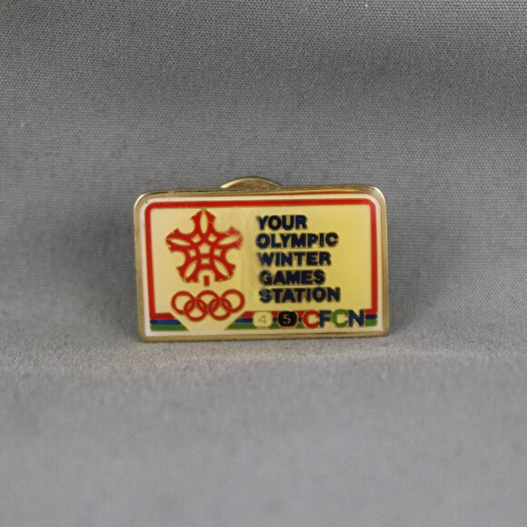 Calgary 88 Olympic Pin - CFCN Your Olympic Station- Screened Pin - Picture 1 of 3